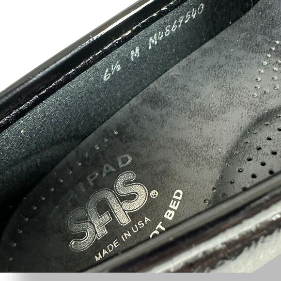 SAS Metro Leather Loafers Tripad Comfort Foot Bed Black Patent WMNS SZ 6.5 M EUC - Picture 10 of 10